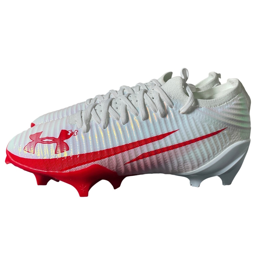 Under Armour Blur Pro White Red IntelliKnit Football Cleats 3028220-101 Mens 9
